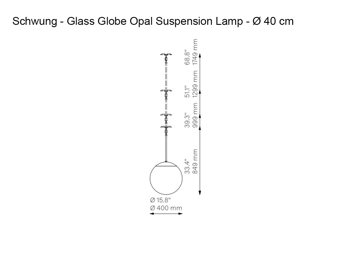Schwung Glass Globe Opal Suspension Lamp O 40 Cm