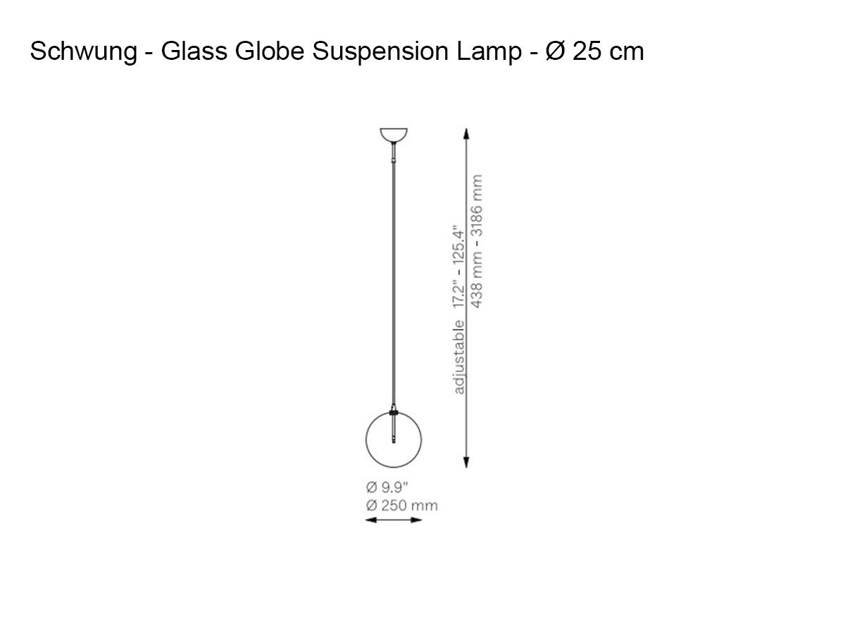 Schwung Glass Globe Suspension Lamp O 25 Cm