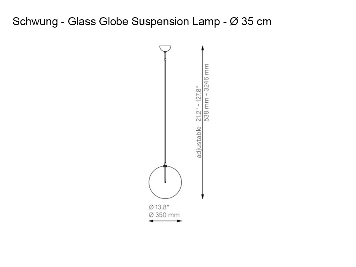Schwung Glass Globe Suspension Lamp O 35 Cm