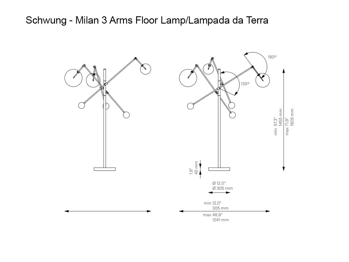 Schwung Milan 3 Arms Floor Lamp