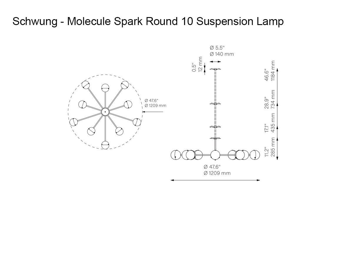 Schwung Molecule Spark Round 10 Suspension Lamp
