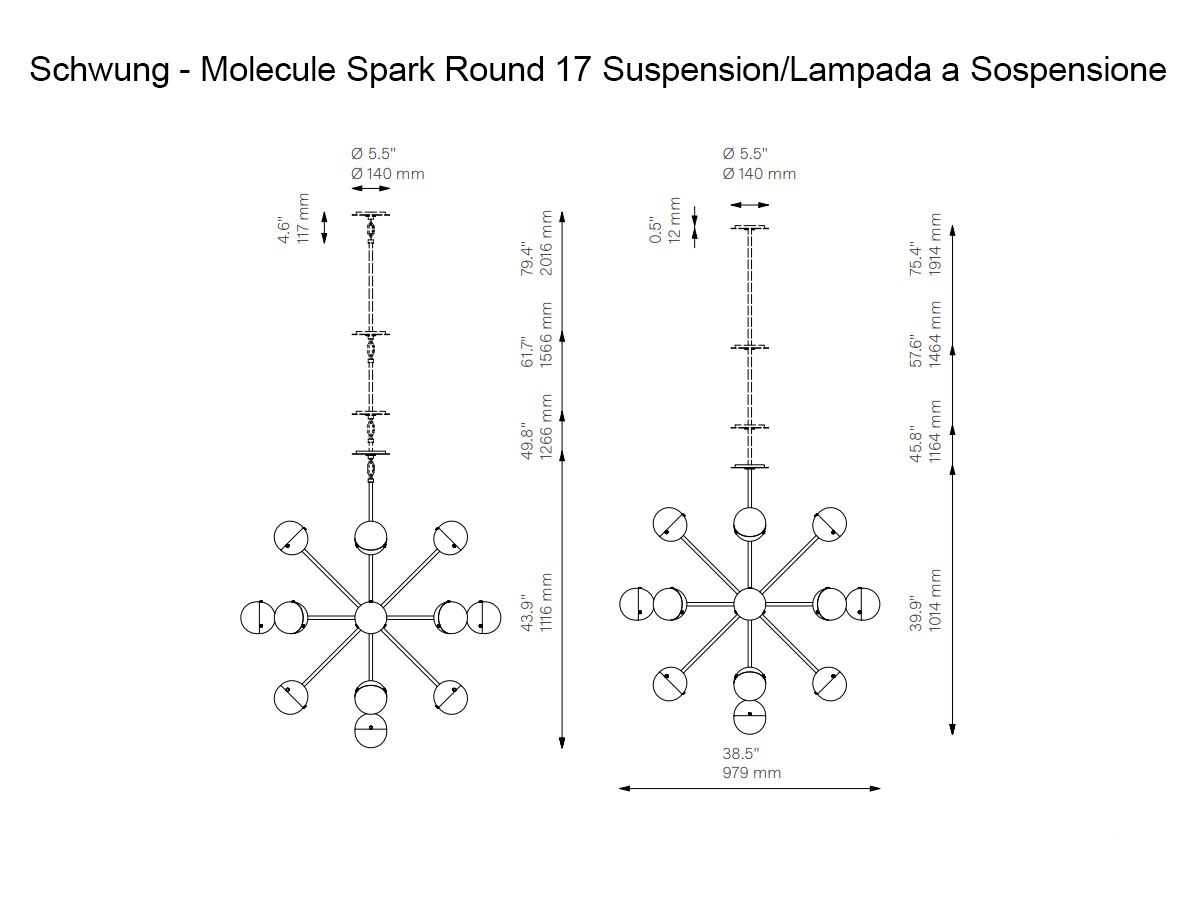 Schwung Molecule Spark Round 17 Suspension Lamp