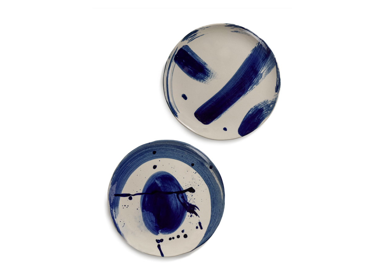 Тарелка Serax Sophia Blue Beige, плоская · набор 2