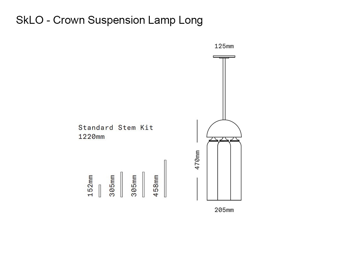 SkLO Crown Suspension Lamp Long