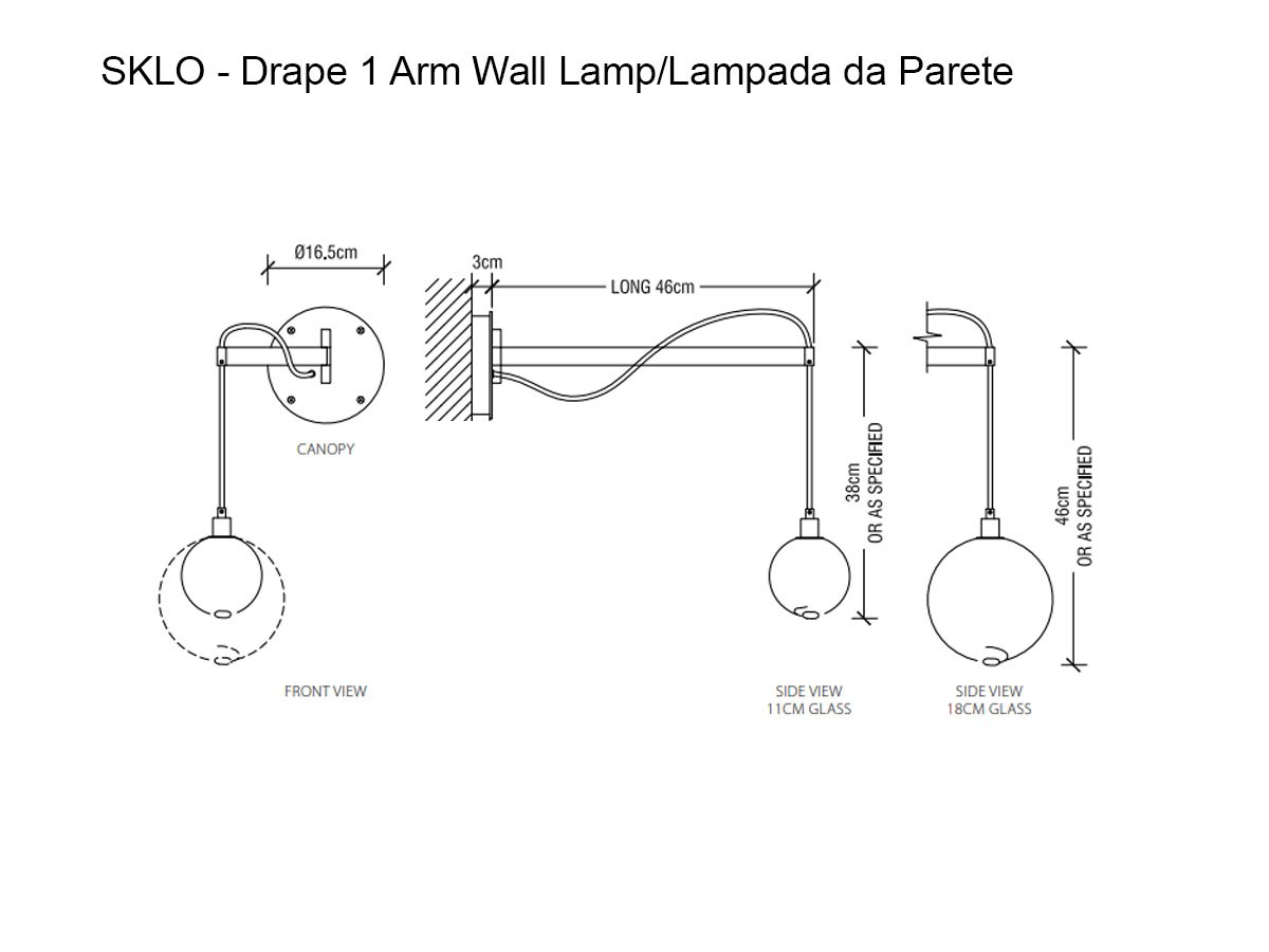 SkLO Drape 1 Arm Wall Lamp