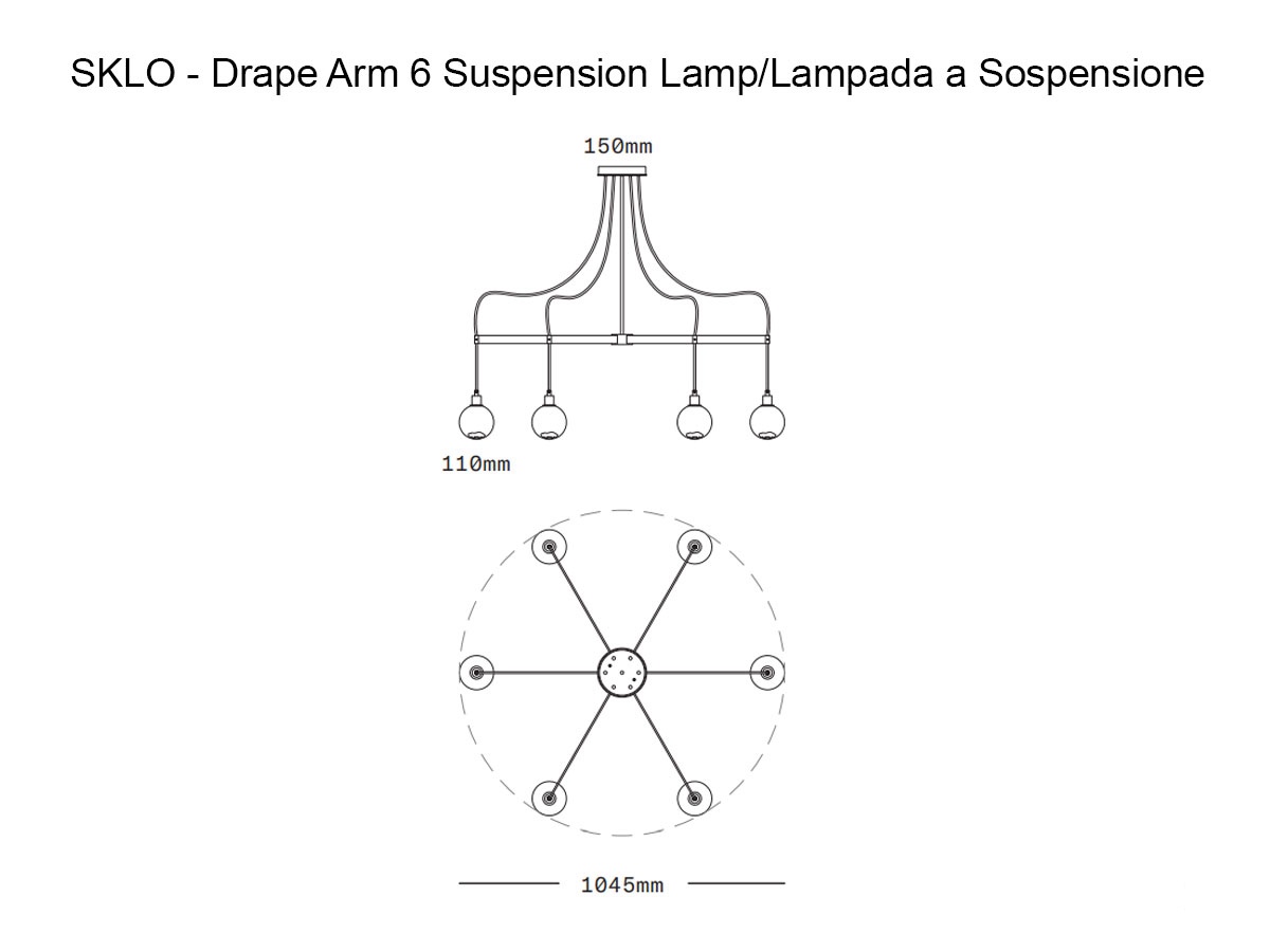 SkLO Drape Arm 6 Suspension Lamp