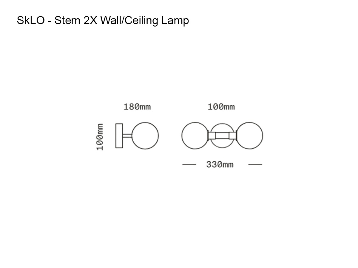 SkLO Stem 2x Wall Ceiling Lamp Polished Nickel
