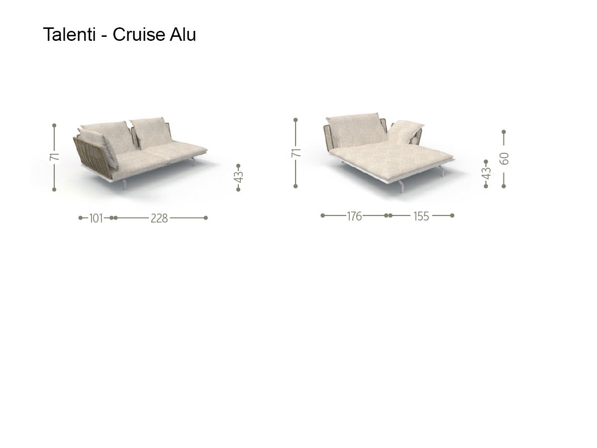 Talenti Cruise Alu Sofa Composition White Mambo Sand