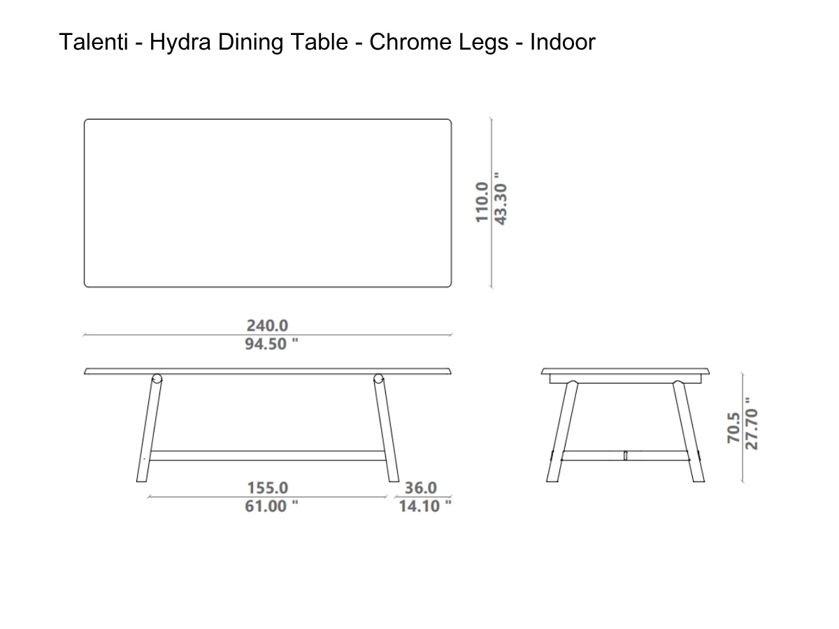 Talenti Hydra Dining Table Chrome Legs Indoor