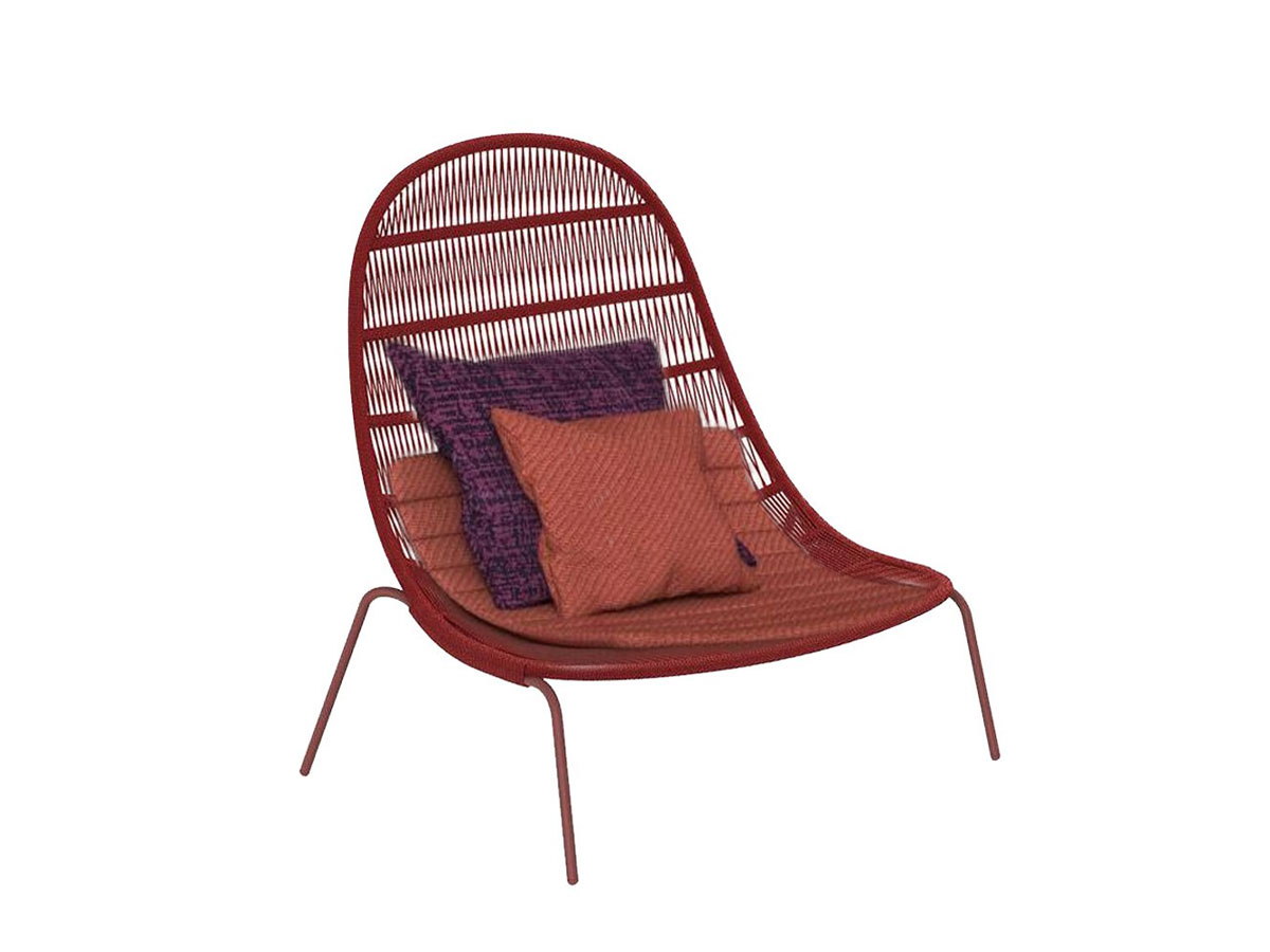 Talenti Panama Lounge Armchair Red With Twill Rust Cushion
