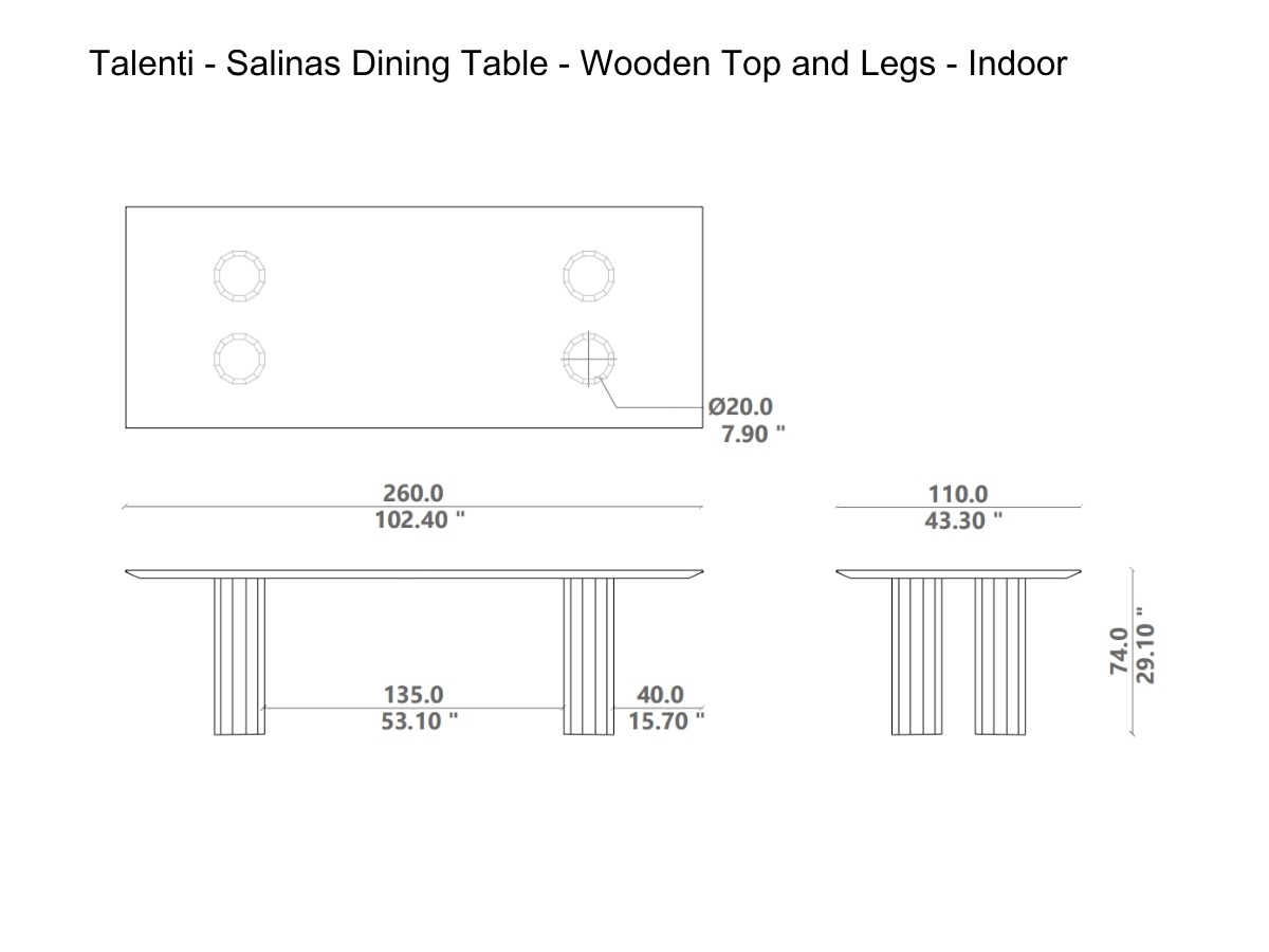 Talenti Salinas Dining Table Wooden Top And Legs Indoor