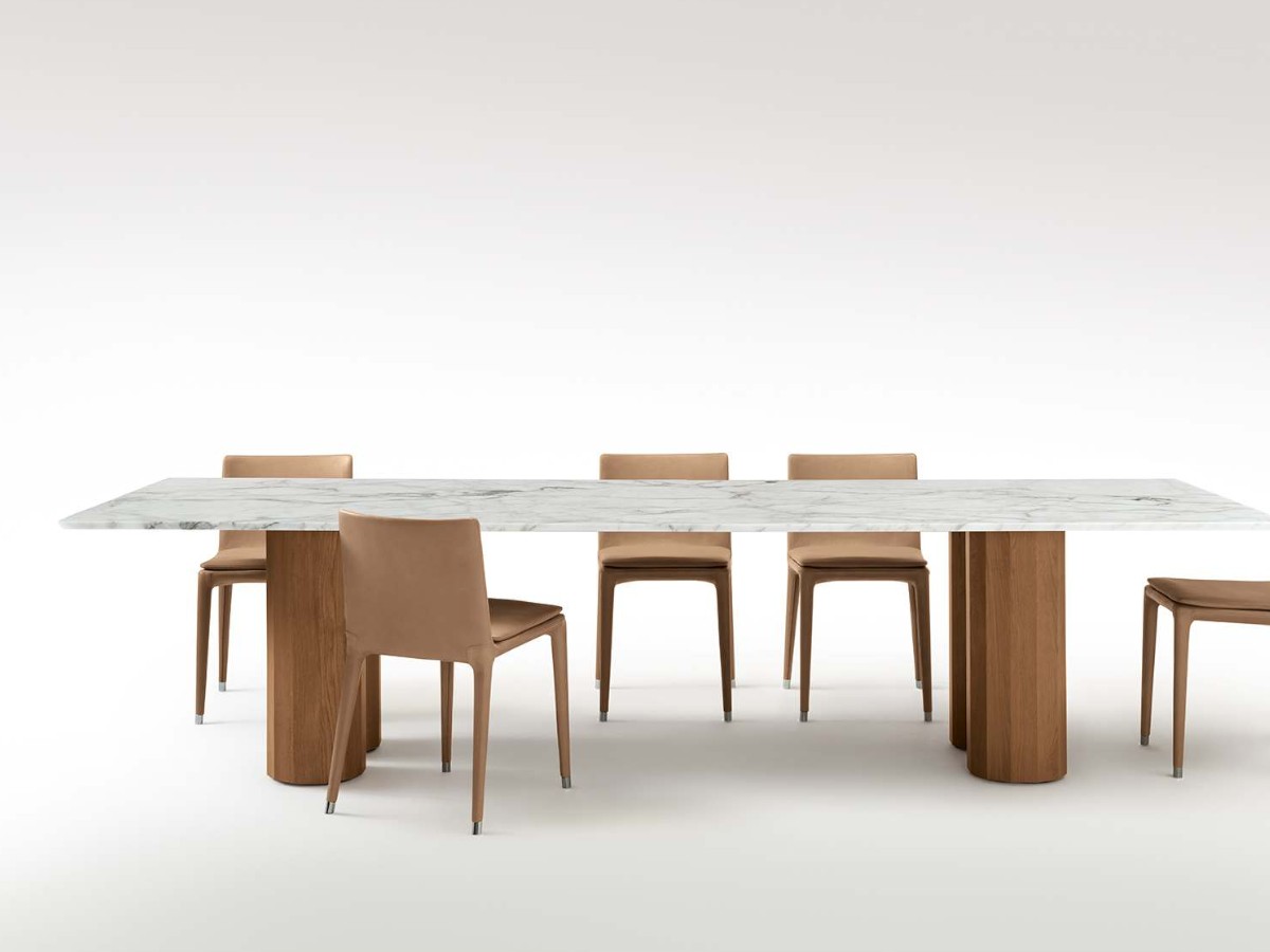 Talenti Salinas Dining Table Marble Top Wooden Legs Indoor