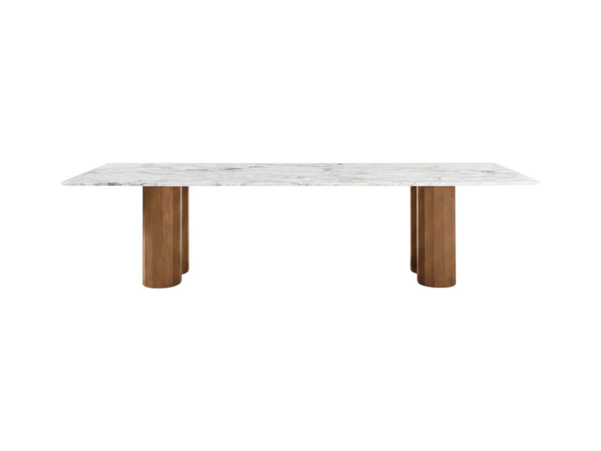 Talenti Salinas Dining Table Marble Top Wooden Legs Indoor