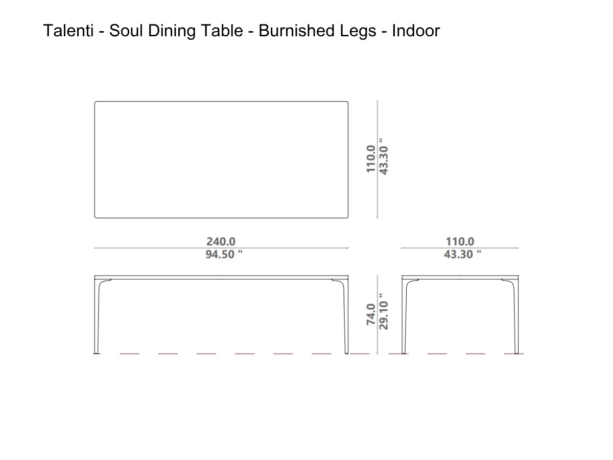 Talenti Soul Dining Table Burnished Legs Indoor