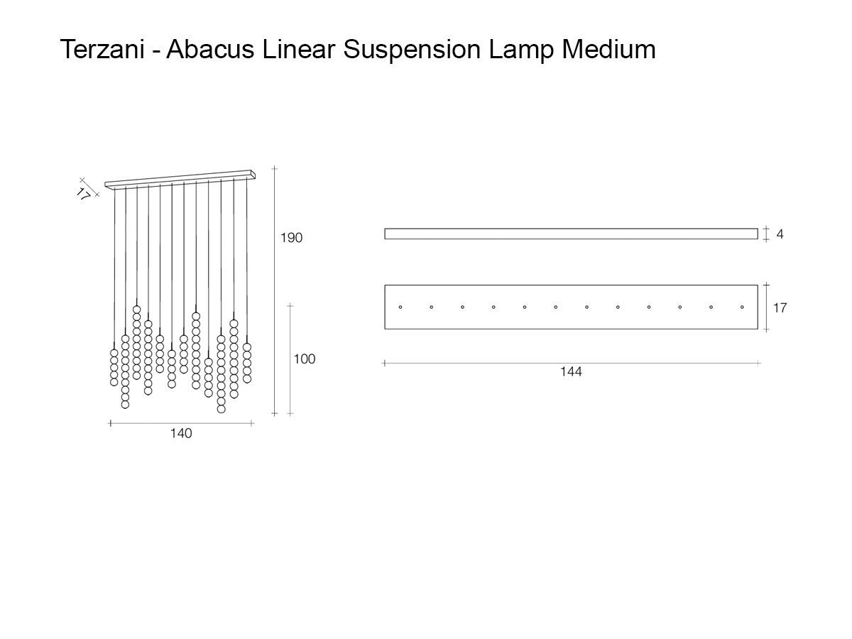 Terzani Abacus Linear Suspension Lamp Medium
