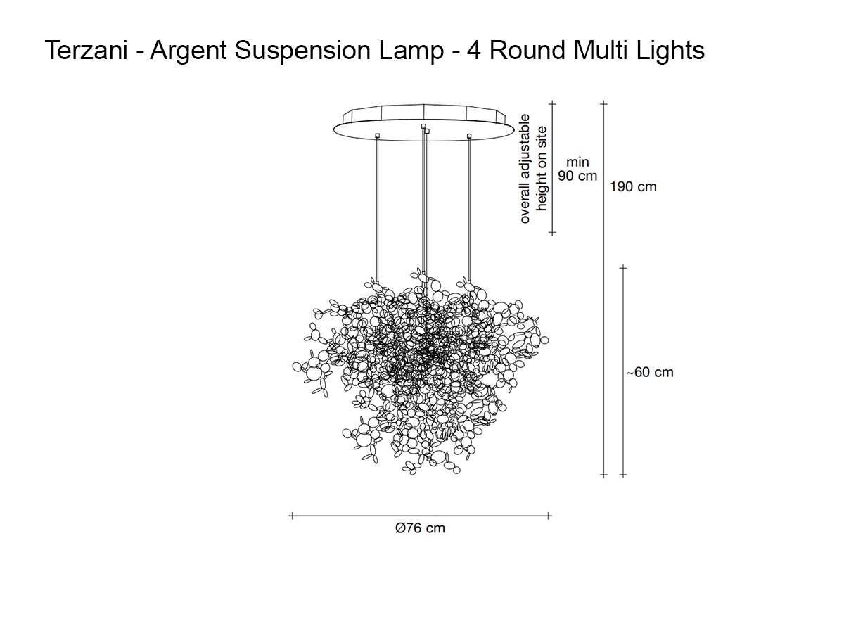 Terzani Argent Suspension Lamp 4 Round Multi Lights