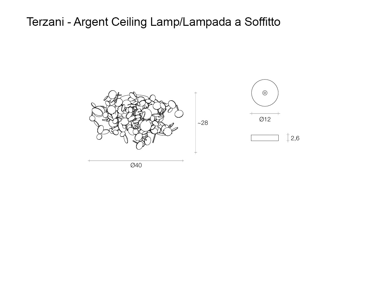 Terzani Argent Ceiling Lamp Stainless Steel