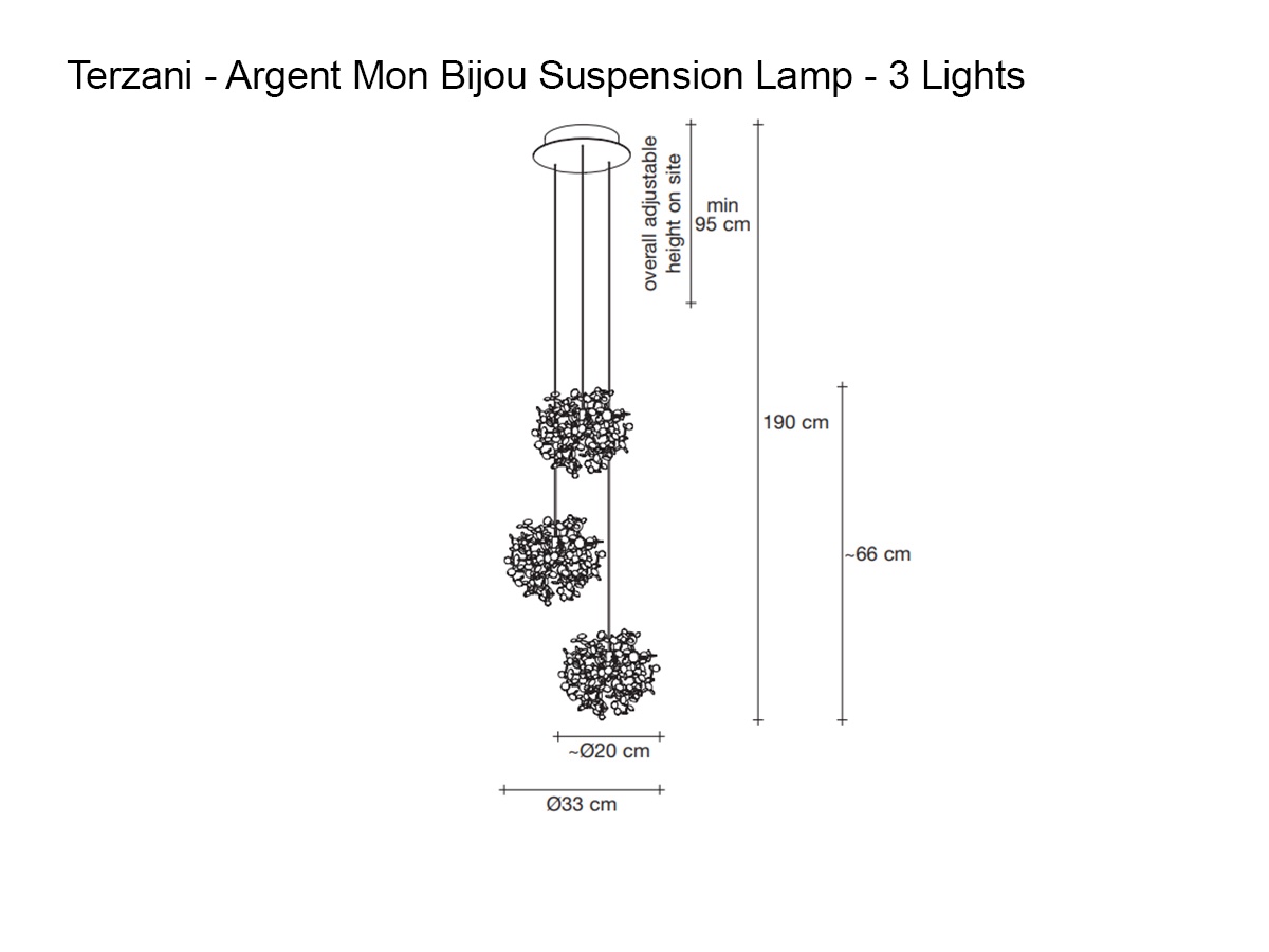 Terzani Argent Mon Bijou Suspension Lamp 3 Lights