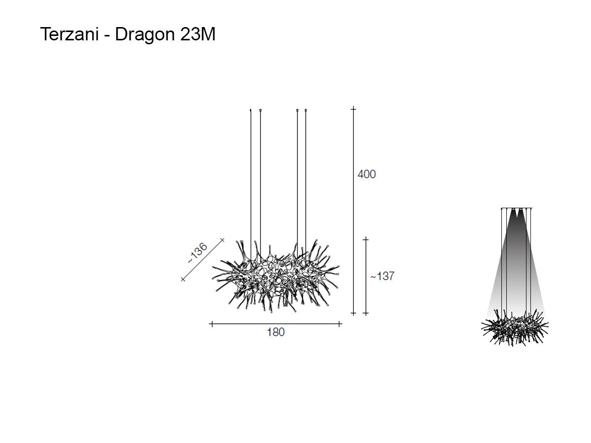 Terzani Dragon Linear Suspension Lamp 23m