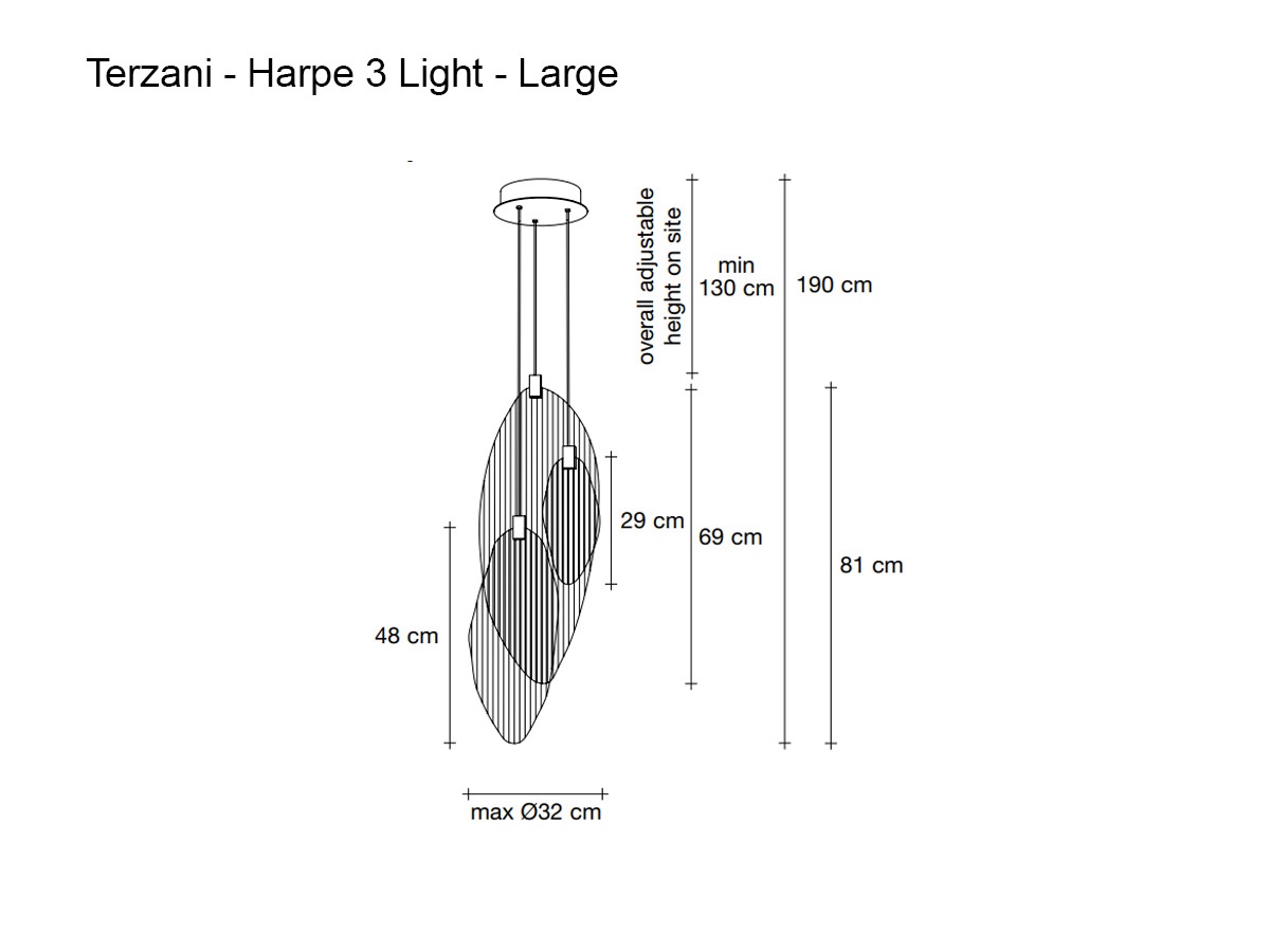 Terzani Harpe Suspension Lamp 3 Lights Large