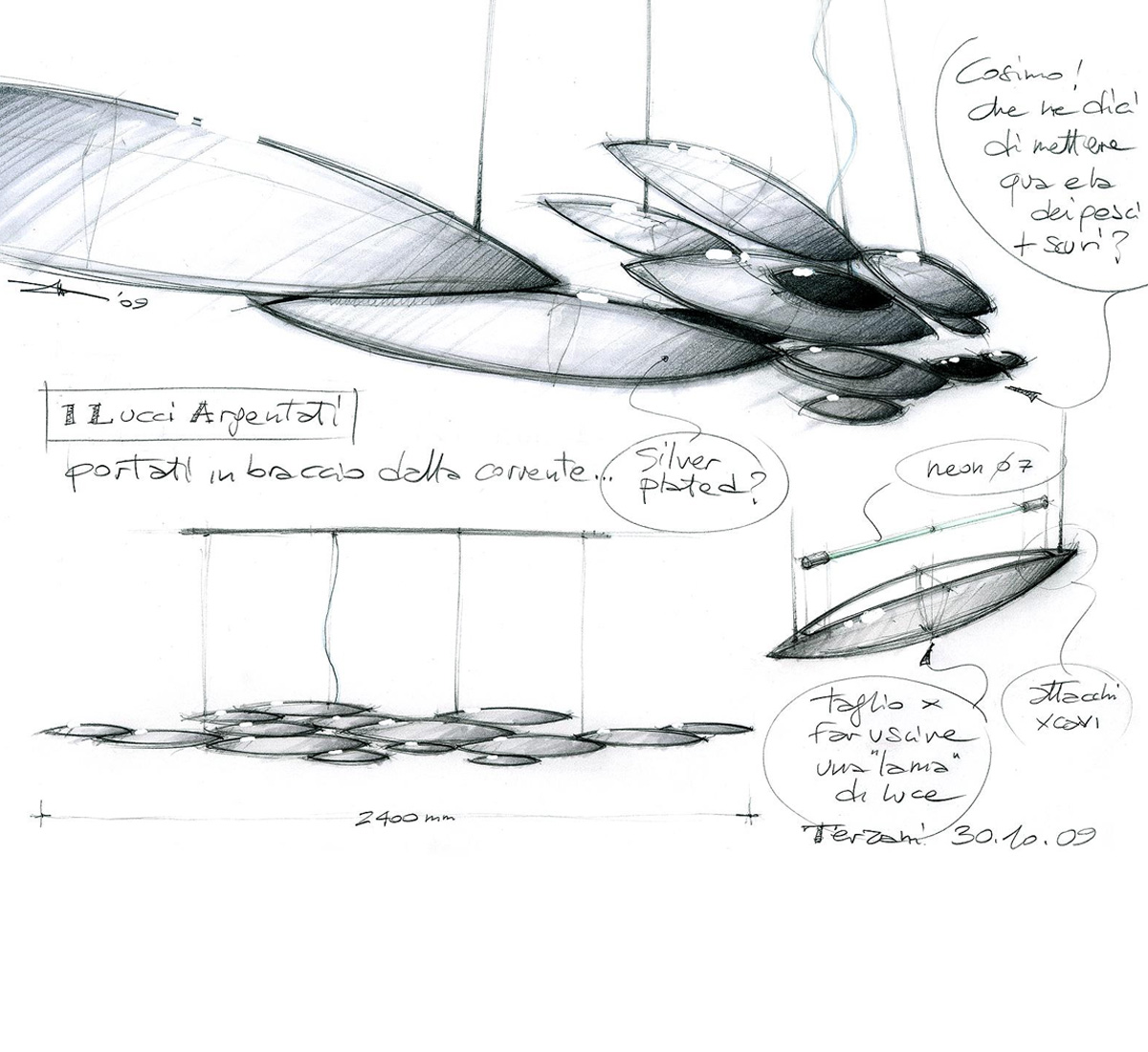 Terzani I Lucci Argentati Suspension Lamp