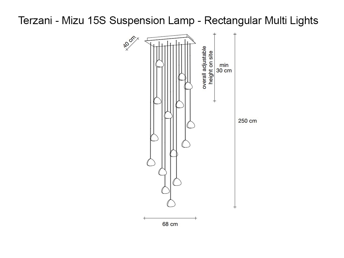 Terzani Mizu 15s Suspension Lamp Rectangular Multi Lights