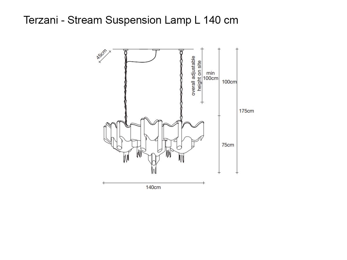Terzani Stream Suspension Lamp L 140 Cm