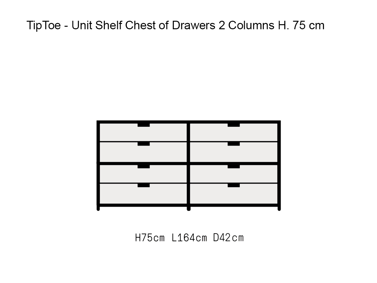 Tiptoe Unit Shelf Chest Of Drawers 2 Columns H 75 Cm
