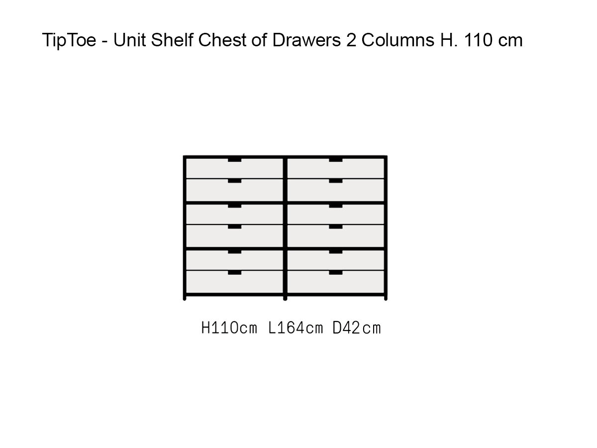Tiptoe Unit Shelf Chest Of Drawers 2 Columns H 110 Cm