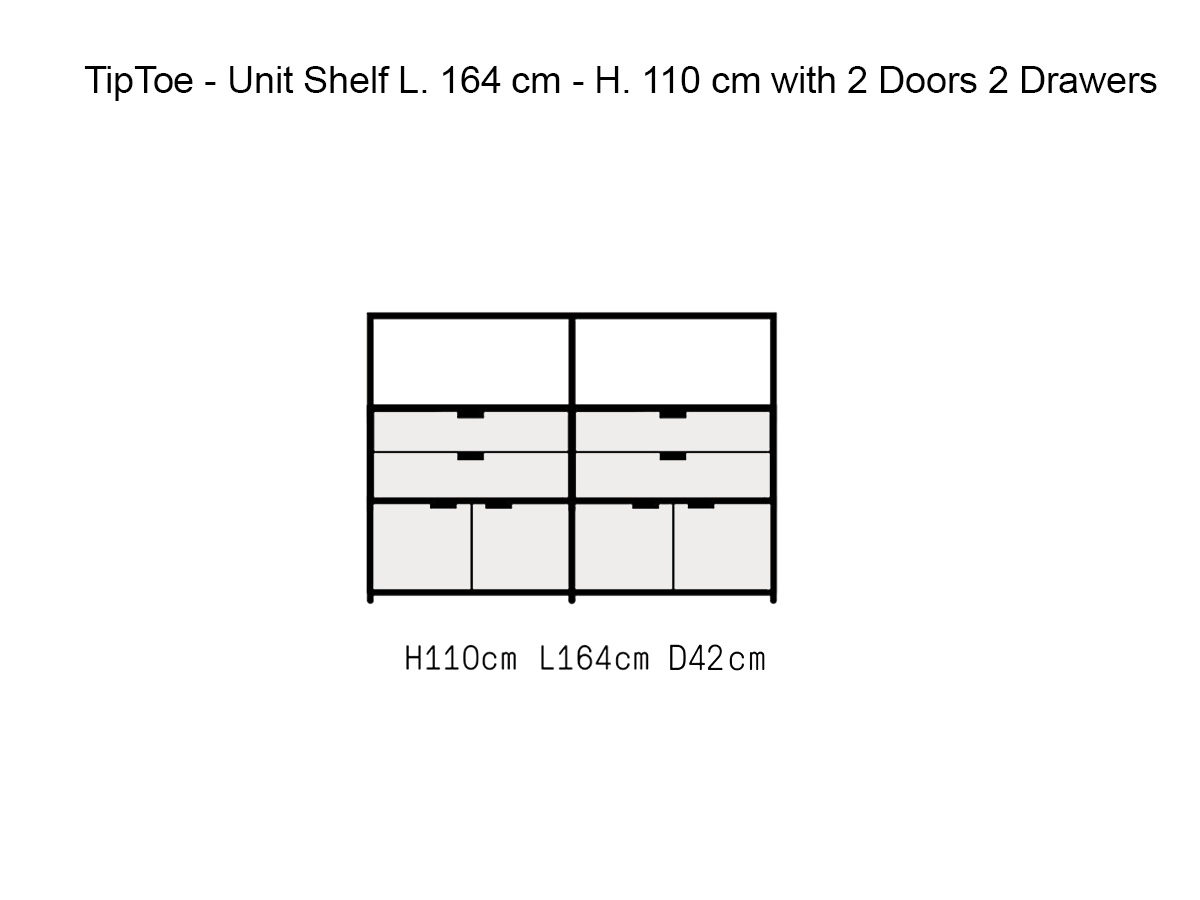Tiptoe Unit Shelf L 164 Cm H 110 Cm With 2 Doors 2 Drawers