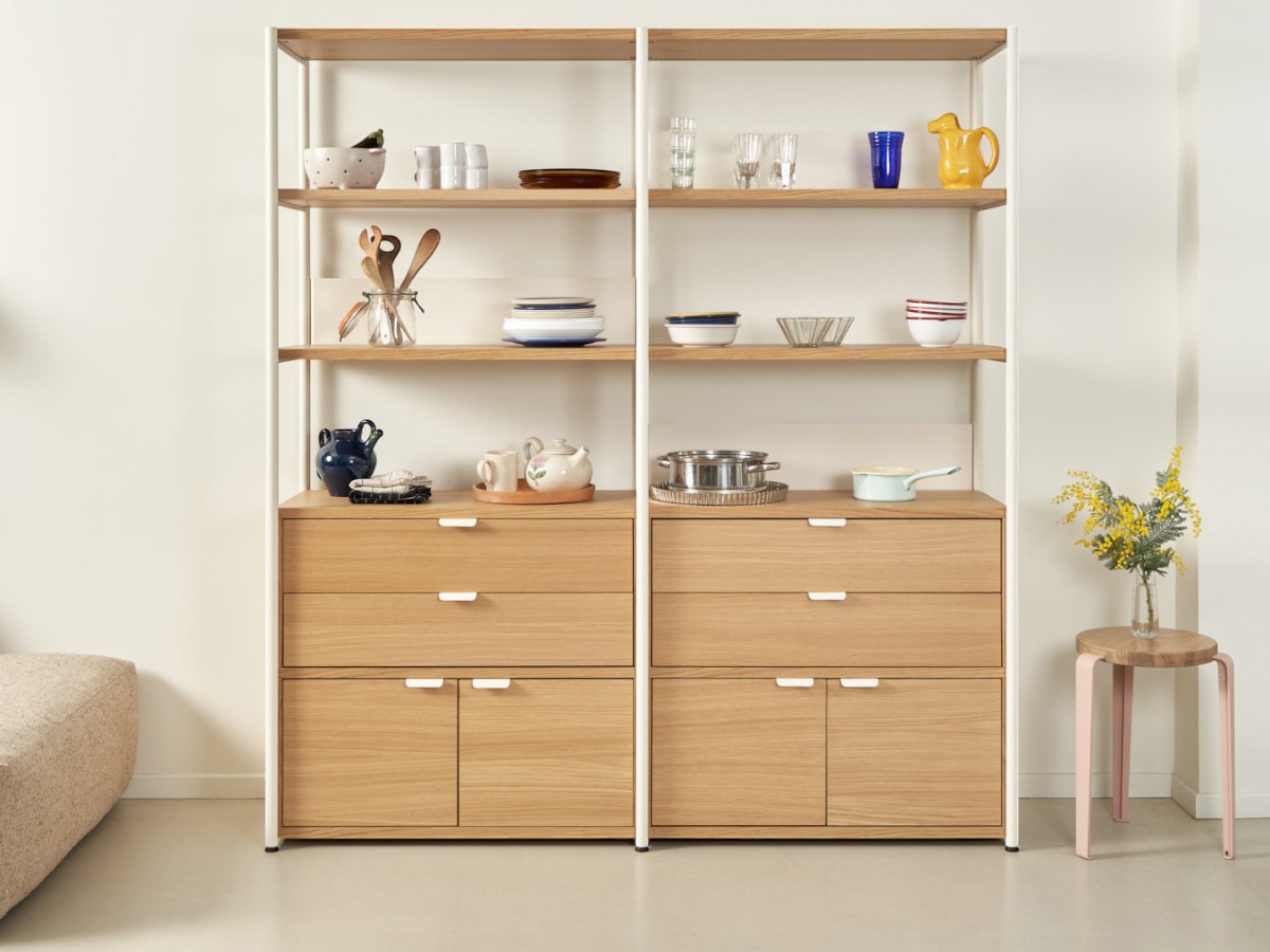 Tiptoe Unit Shelf L 164 Cm H 180 Cm With 2 Doors 2 Drawers
