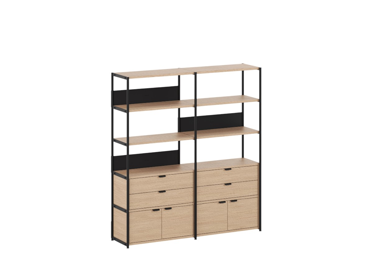 Tiptoe Unit Shelf L 164 Cm H 180 Cm With 2 Doors 2 Drawers