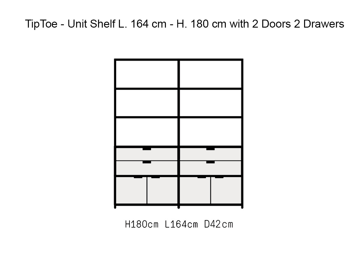 Tiptoe Unit Shelf L 164 Cm H 180 Cm With 2 Doors 2 Drawers