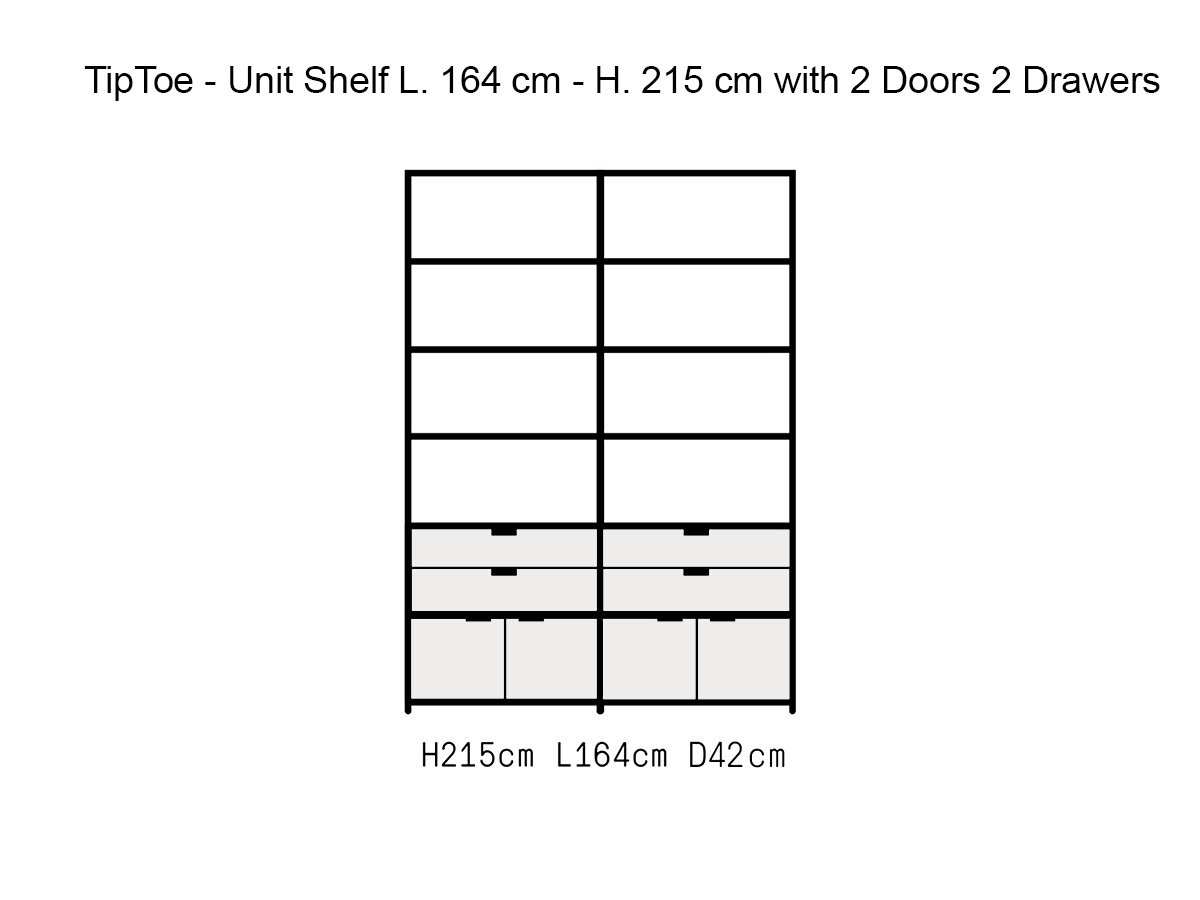 Tiptoe Unit Shelf L 164 Cm H 215 Cm With 2 Doors 2 Drawers