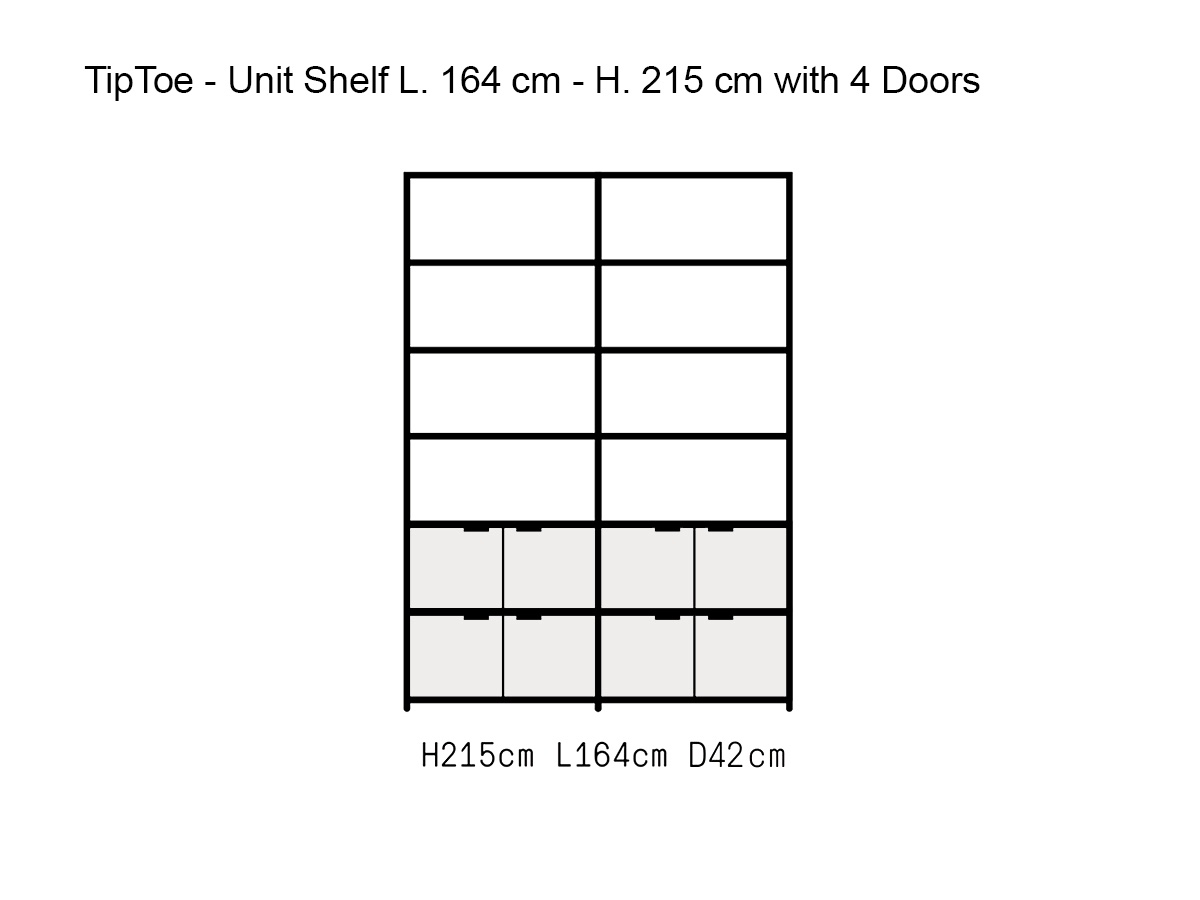 Tiptoe Unit Shelf L 164 Cm H 215 Cm With 4 Doors