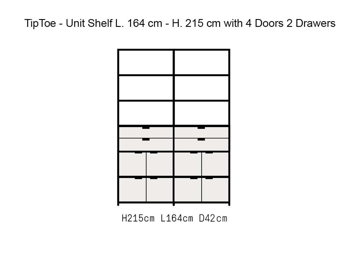 Tiptoe Unit Shelf L 164 Cm H 215 Cm With 4 Doors 2 Drawers
