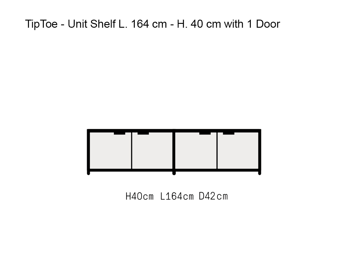 Tiptoe Unit Shelf L 164 Cm H 40 Cm With 1 Door