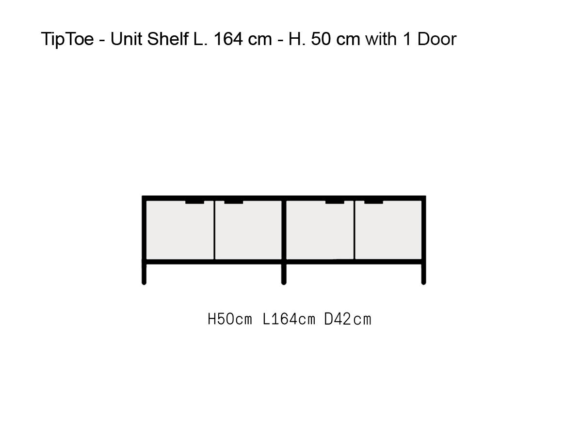 Tiptoe Unit Shelf L 164 Cm H 50 Cm With 1 Door