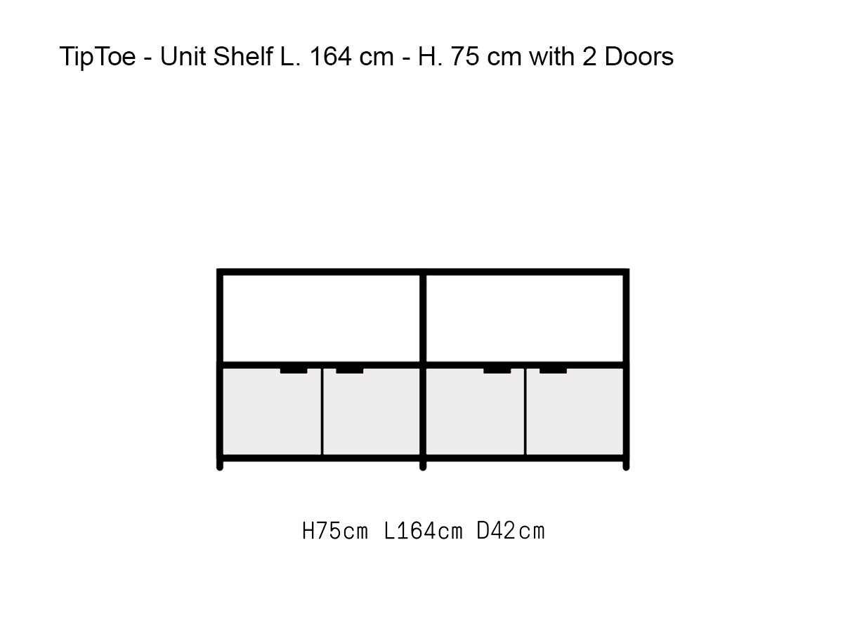 Tiptoe Unit Shelf L 164 Cm H 75 Cm With 2 Doors