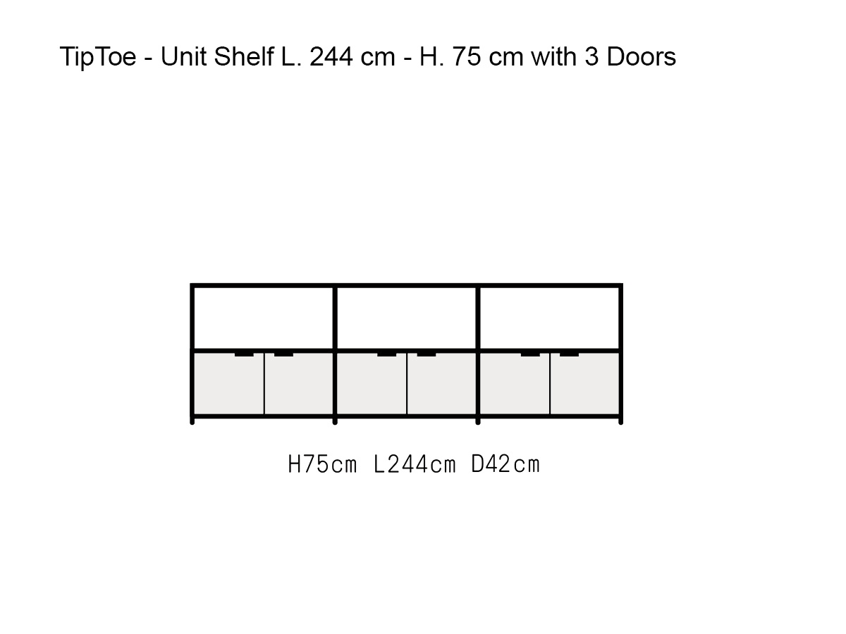 Tiptoe Unit Shelf L 244 Cm H 75 Cm With 3 Doors