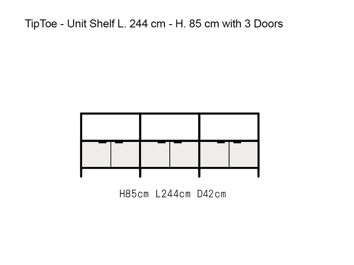 Tiptoe Unit Shelf L 244 Cm H 85 Cm With 3 Doors