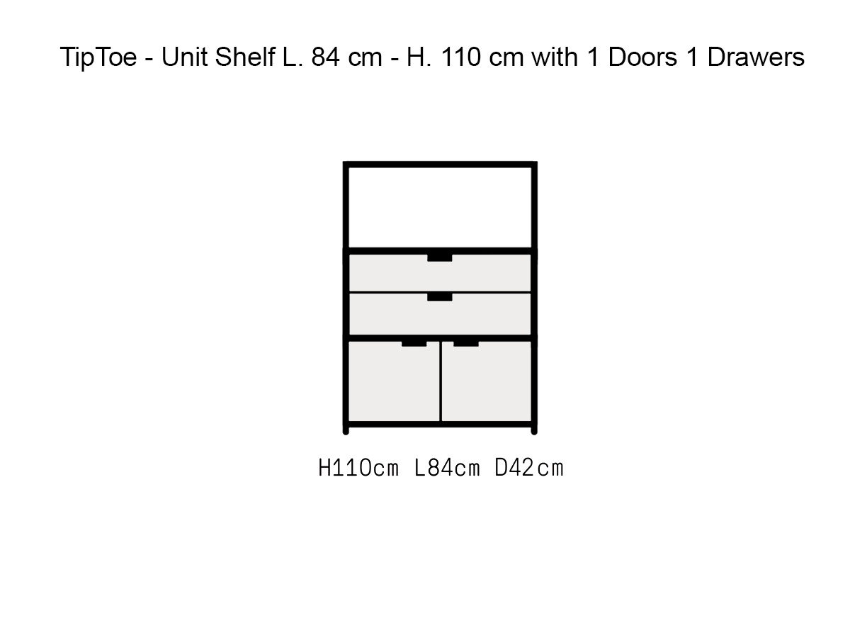 Tiptoe Unit Shelf L 84 Cm H 110 Cm With 1 Door 1 Drawer