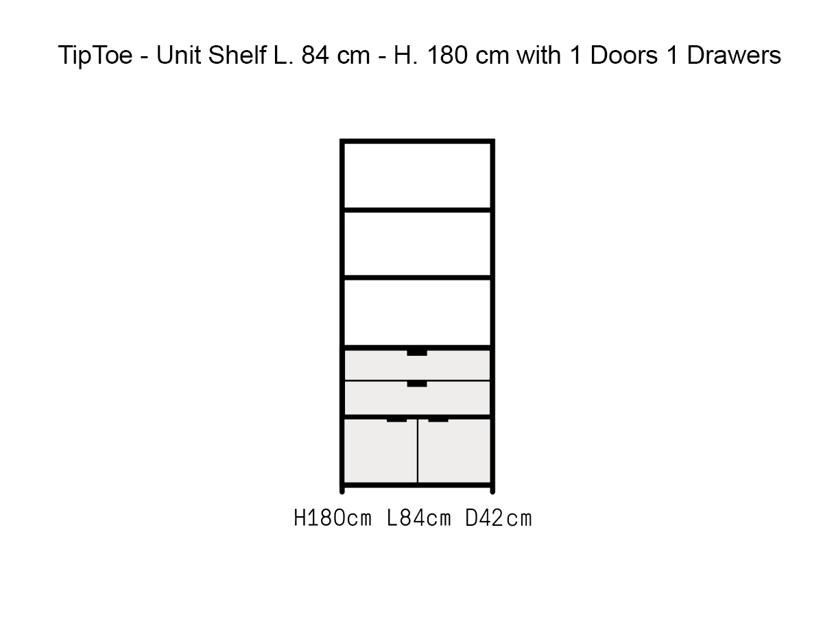 Tiptoe Unit Shelf L 84 Cm H 180 Cm With 1 Doors 1 Drawers