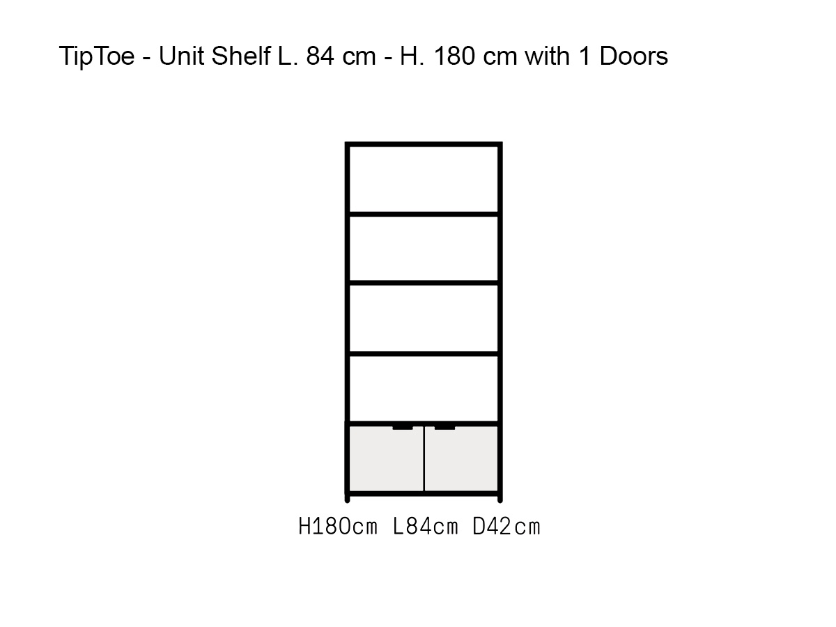Tiptoe Unit Shelf L 84 Cm H 180 Cm With 1 Doors