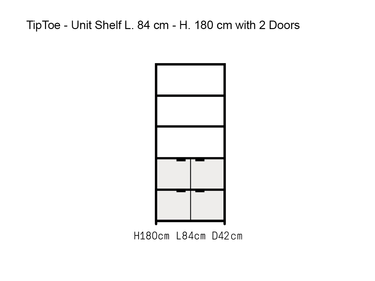 Tiptoe Unit Shelf L 84 Cm H 180 Cm With 2 Doors
