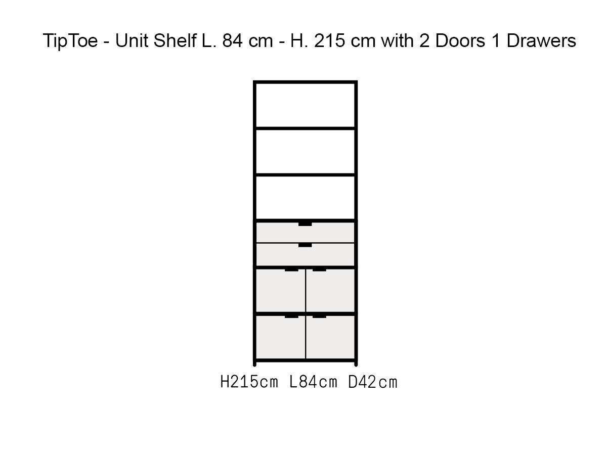 Tiptoe Unit Shelf L 84 Cm H 215 Cm With 2 Doors 1 Drawers