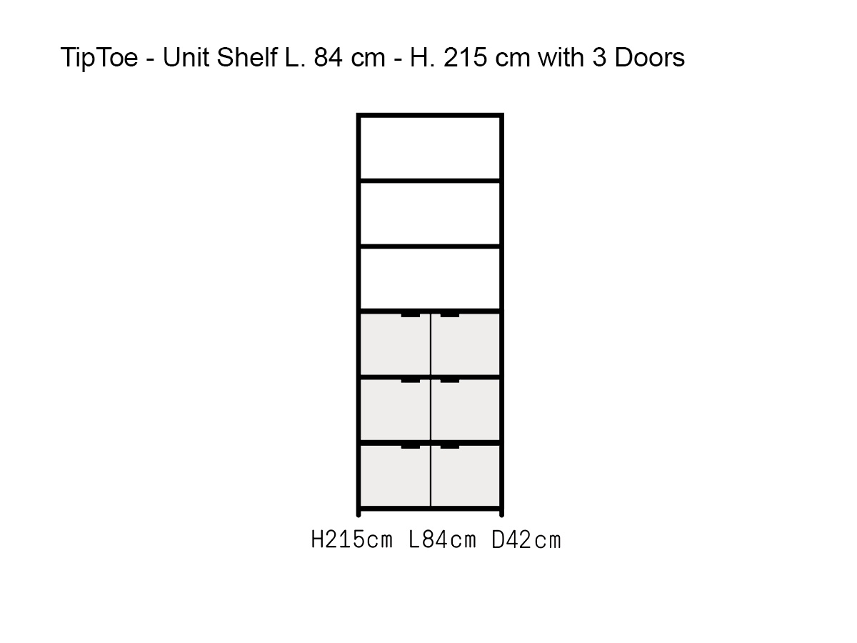 Tiptoe Unit Shelf L 84 Cm H 215 Cm With 3 Doors
