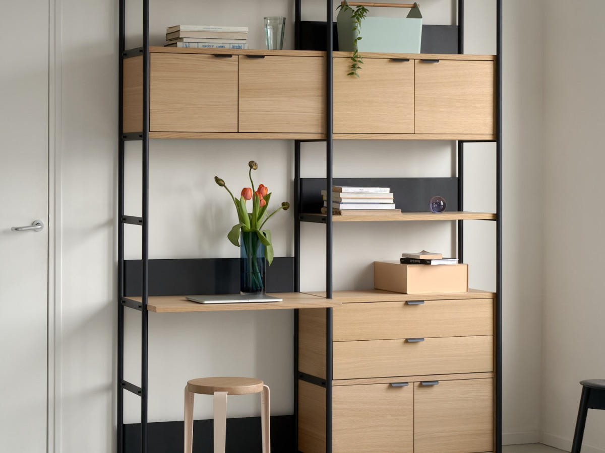 Tiptoe Unit Desk Shelf L 164 Cm H 215 Cm With 3 Doors 1 Drawer
