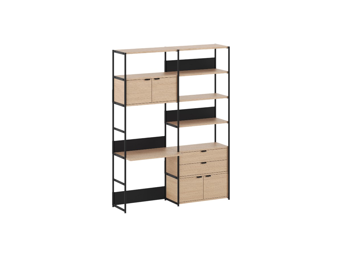 Tiptoe Unit Desk Shelf L 164 Cm H 215 Cm With 2 Doors 1 Drawer