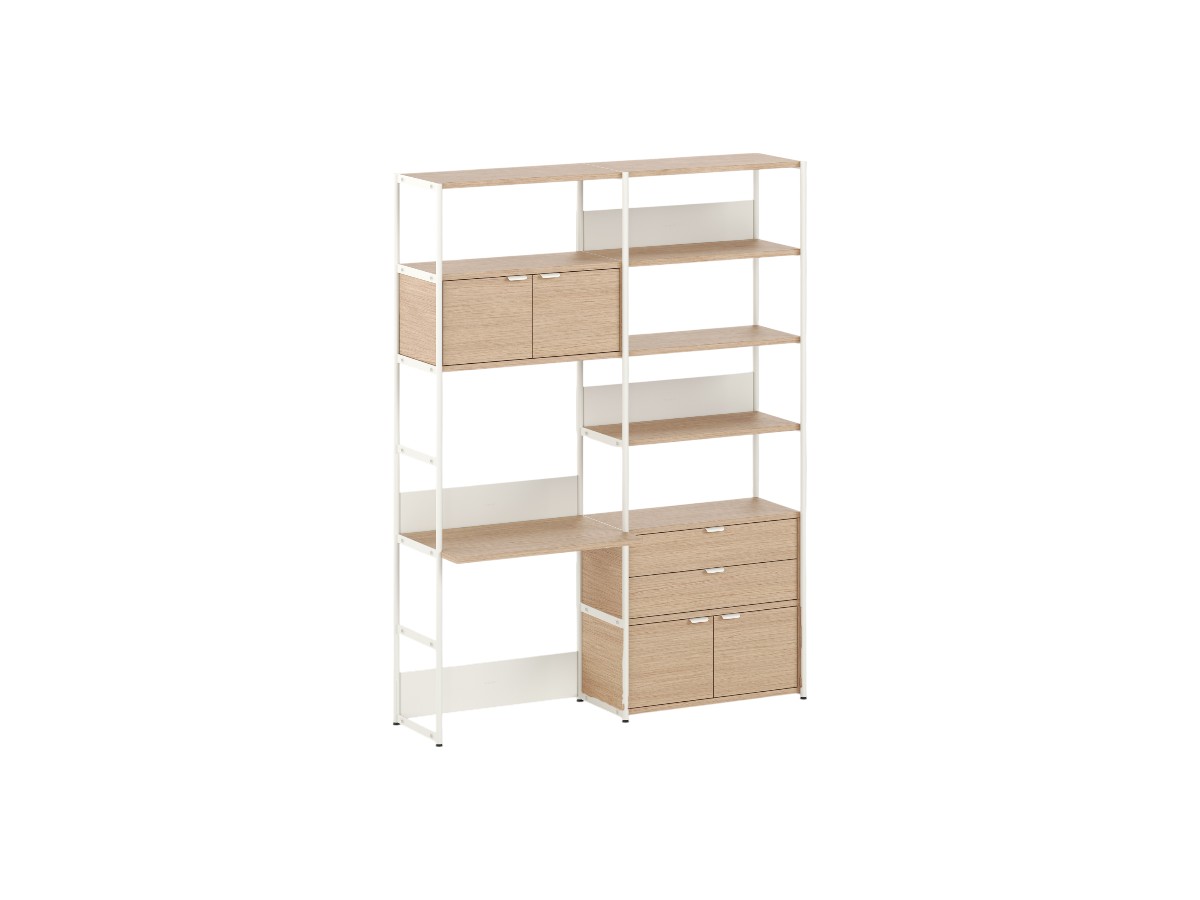 Tiptoe Unit Desk Shelf L 164 Cm H 215 Cm With 2 Doors 1 Drawer